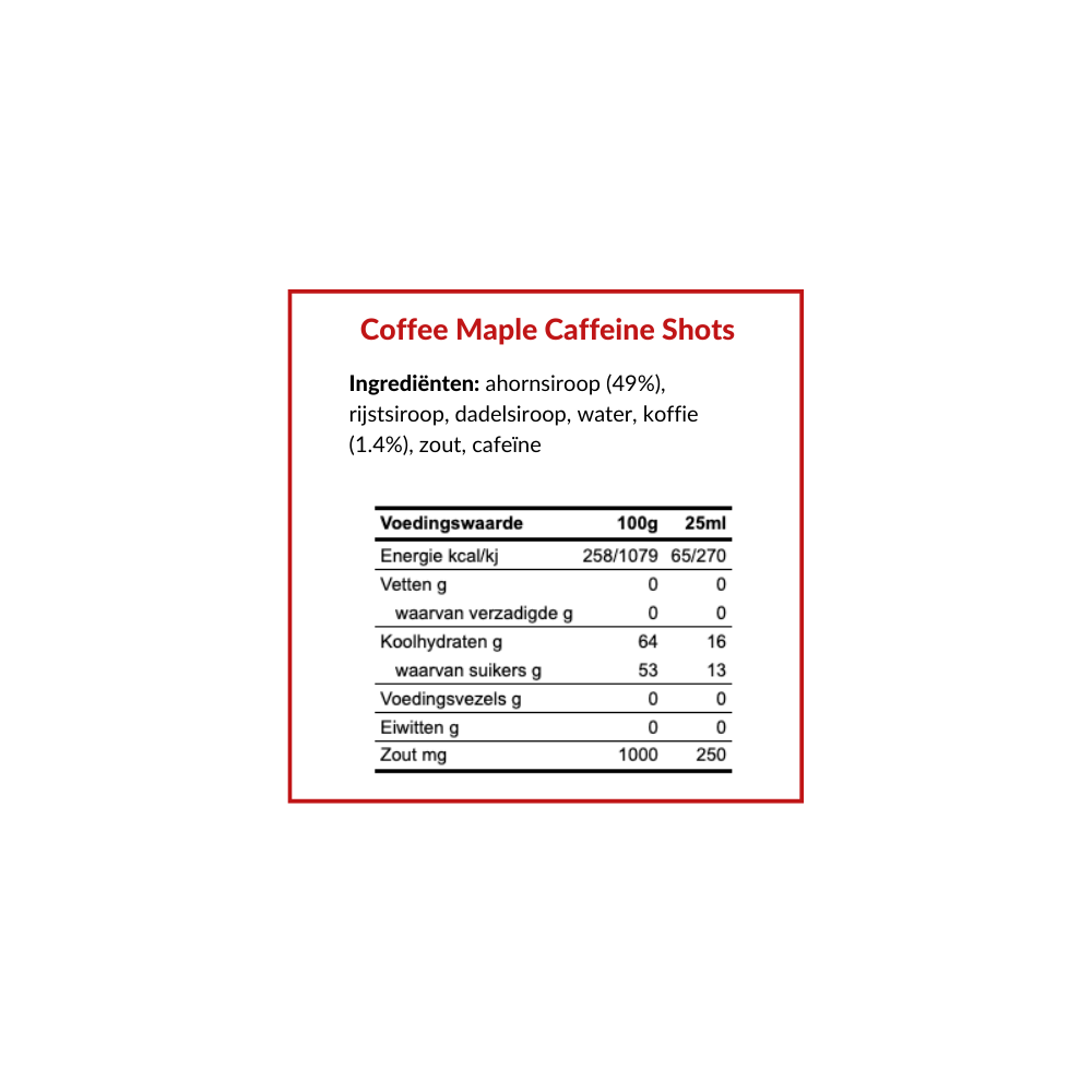 ENERGY CAFFEINE SHOTS COFFEE MAPLE - Box of 28, with free delivery