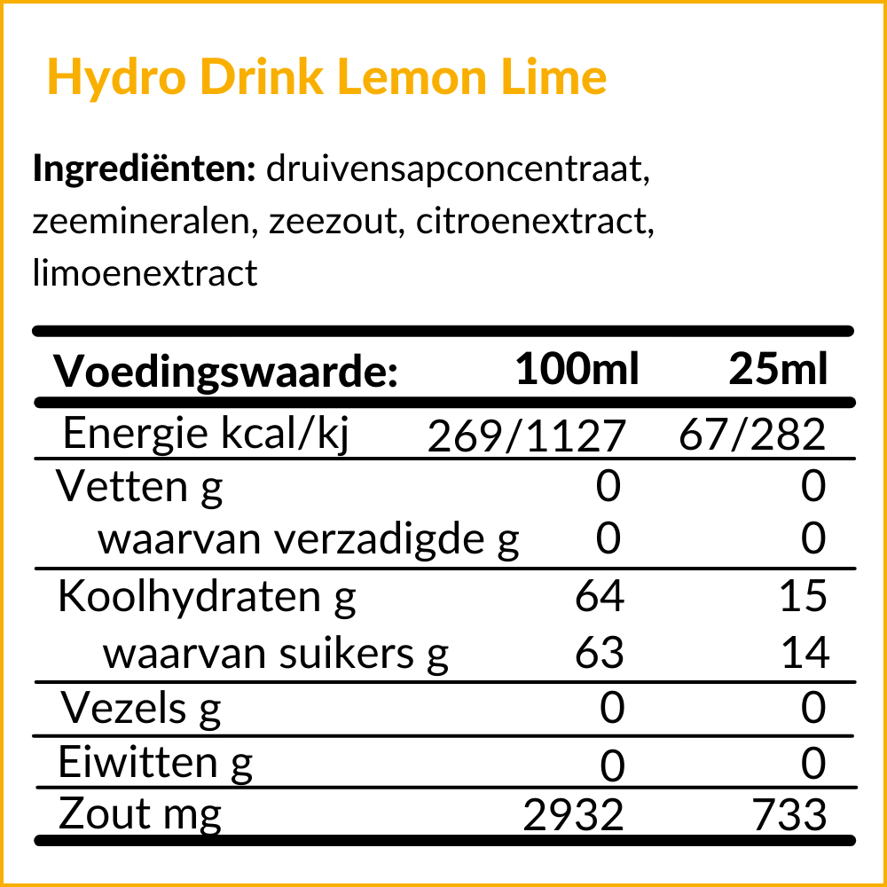 LEMON LIME - 20 BIDONS HYDRO DRINK